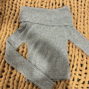 Grey cable knit off the shoulder top